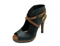 Women Courts High Heel HSC-03 Black Nubuck-Tan Nappa